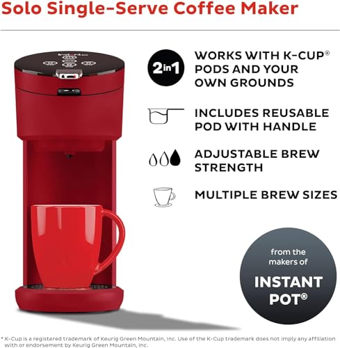 Instant Solo Single Serve Coffee Maker, From the Makers of Instant Pot, K-Cup Pod Compatible Coffee Brewer, Includes Bold Setting and 40oz. Water Reservoir, Brew 8 to 12oz., Black