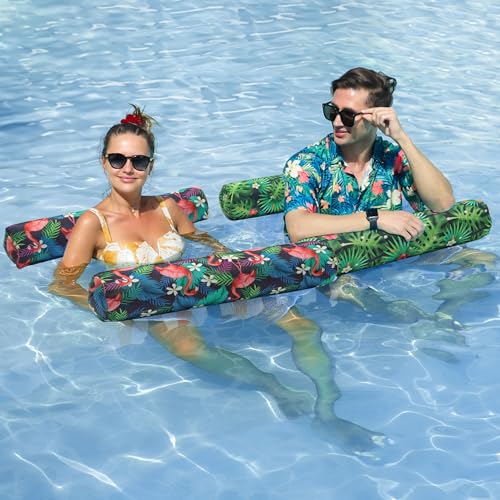 FindUWill Fabric Pool Floats Hammock, XL, 2 Pack Inflatable Water Floaties 4-in-1 (Saddle, Lounge Chair, Drifter), Lake, Beach, Pool Accessories for Adults