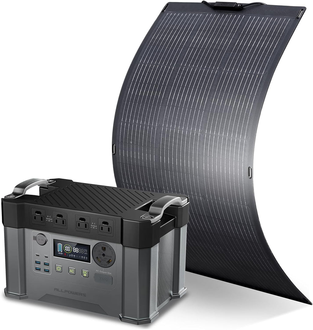 ALLPOWERS S2000 Pro Portable Power Station with SF100 Panel Included, 1500Wh MPPT Solar Generator 2400W with Flexible Solar Panel 100W for RV Outdoor Camping Home Emergency