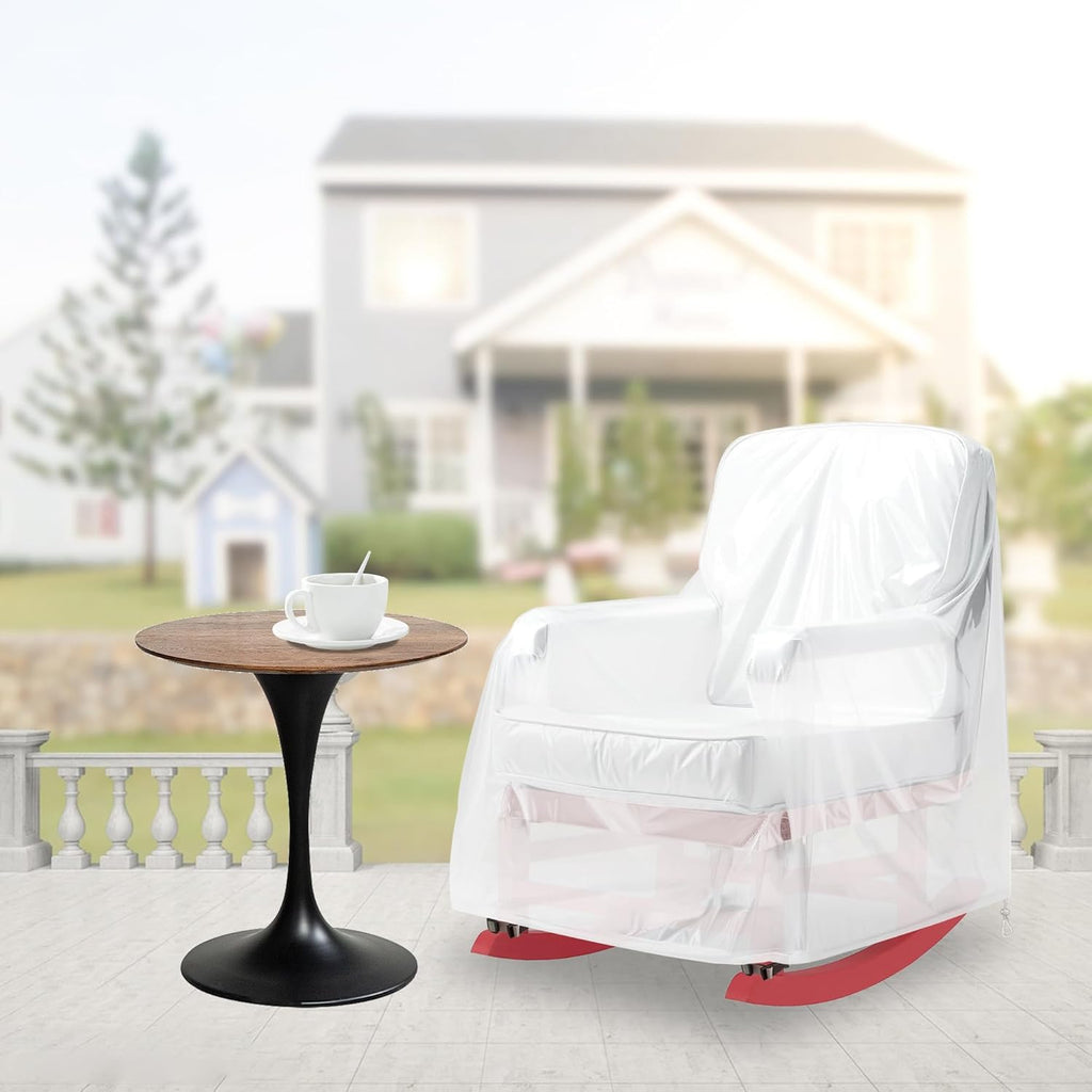 Patio Rocking Chair Cover, Swivel Rocker Chair Cover for Outdoor Furniture, 27.5''W x 32.5''D x 39''H, Patio Swivel Chair Covers Waterproof, Translucent Frosted PVC (1)