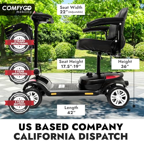 Comfygo Z-4 Electric Mobility Scooter for Adults,Lithium Battery Powered Foldable Scooters for Seniors,350 lbs Weight Capacity,Only 8 Lbs Battery with Extremely Powerful Motor