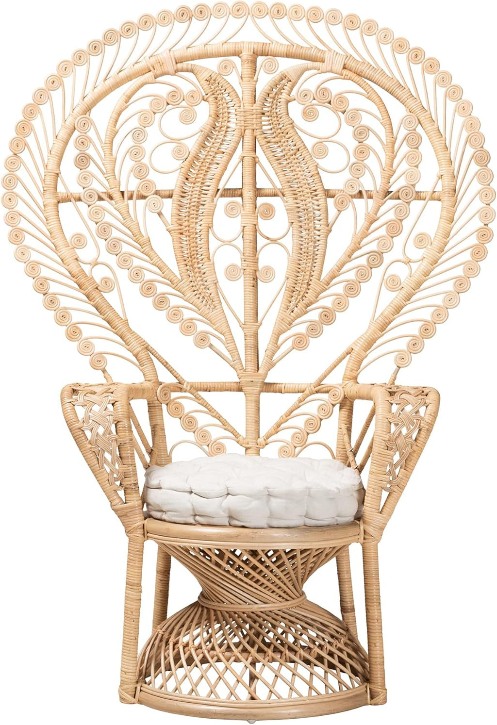 Baxton Studio Fedra Natural Rattan Peacock Chair, Oversized