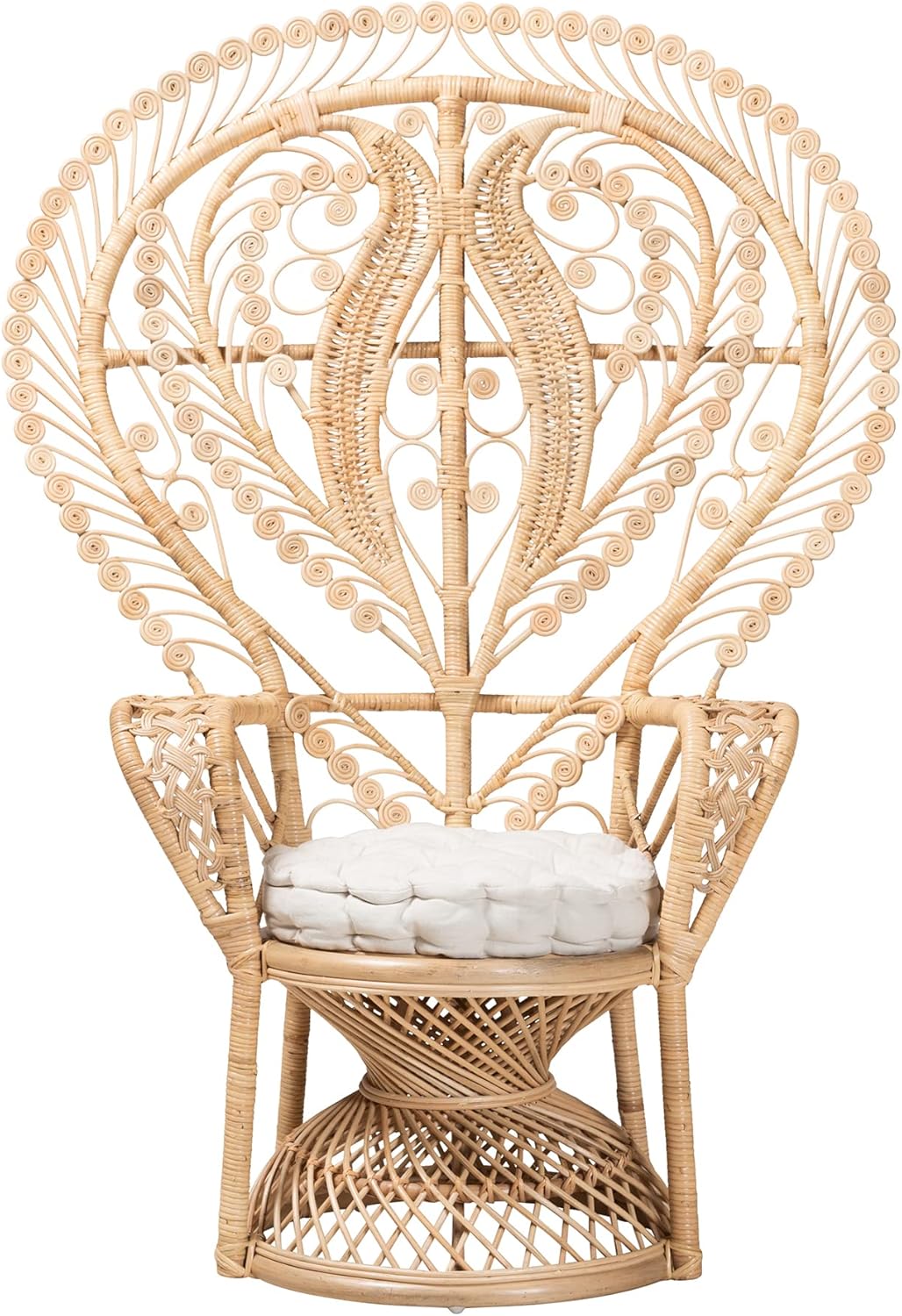 Baxton Studio Fedra Natural Rattan Peacock Chair, Oversized