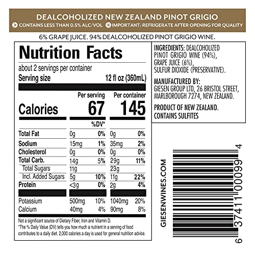 GIESEN 0% Non-Alcoholic Pinot Grigio (750ml, 1)