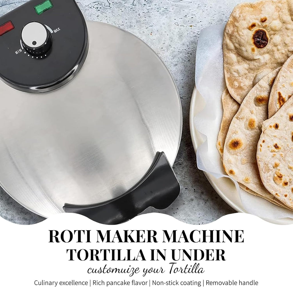 Electric Roti Maker Tortilla Press 10 Inch Multipurpose Electric Tortilla Maker Automatic Electric Chapati Press with Removable Handle Roti Tortilla Maker Tortilla Press Electric Non Stick