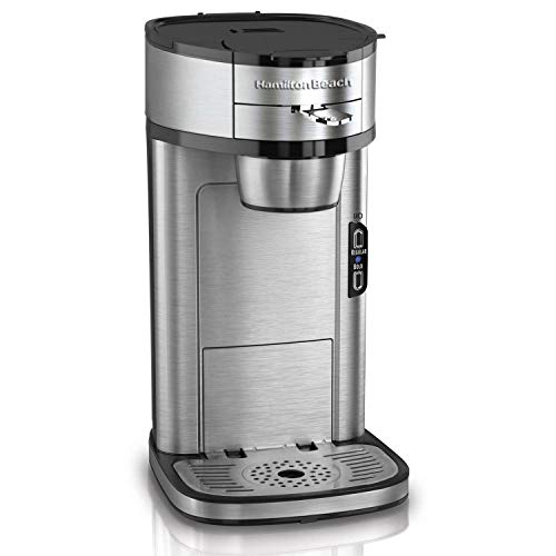 Hamilton Beach The Scoop Single Serve Coffee Maker & Fast Grounds Brewer, Brews in Minutes, 8-14oz. Cups, Stainless Steel