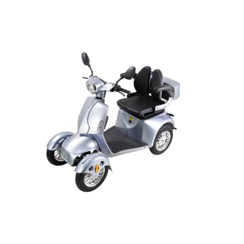 4 Wheel Mobility for Adults and Senior Fat tire Scooter Electric Powered Chargeable Device for Travel, Lightweight and Portable for Travel with LED Headlights and Basket, Charger Included (Pink)