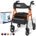 Walkers for Seniors,Foldable Walker with Seat,Rollator Walker with Durable Aluminum,8" Big Wheels for All Terrain, Ergonomic Seat and Backrest,Dual Adjustable Height Rolling Walker| Inky Black