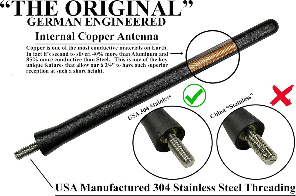AntennaMastsRus - The Original 6 3/4 Inch is Compatible with Indian Challenger | Pursuit | Roadmaster (2015-2024) - Short Rubber Antenna - Internal Copper Coil - Premium Reception - German Engineered