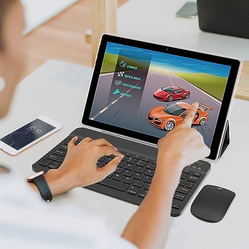 2024 Newest Tablet with Keyboard Tablets 2 in 1 8GB+64GB 10 inch Tablet and Case Mouse Stylus Game Android 13.0 Tablets PC 10.1 IPS Screen Tableta Computer 8MP Dual Camera WiFi BT Blue Tab