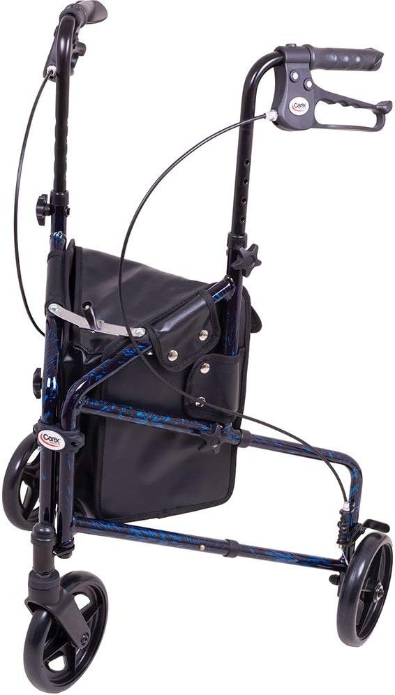 Carex 3 Wheel Walker for Seniors, Foldable, Rollator Walker with Three Wheels, Trio Walker with Height Adjustable Handles, Walker with Wheels, Folding Walker with Wheels.
