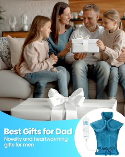 RENPHO Heating Pad for Back Pain Relief, FSA HSA Eligible, Birthday Gifts for Women Men Mom Dad, Electric Weighted Heat Pad for Neck and Shoulders, ETL Certified, Blue