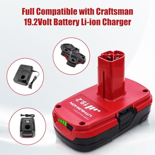 2 Packs 3.0Ah Diehard 19.2V C3 Battery Replacement for Craftsman 19.2 Volt Battery Li-ion Compatible with Craftsman 315.pp2011 315.pp2020 315.113753 130279005 1323903 11375 315.115410 Batteries(Red)