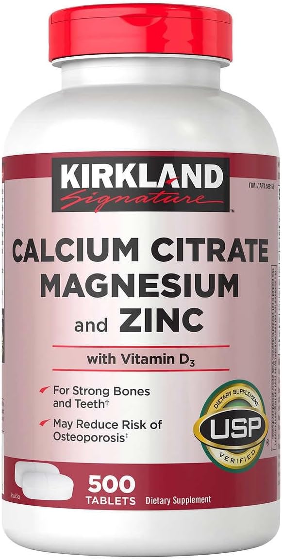 Kirkland Calcium Citrate Magnesium and Zinc, with Vtamin D3, 500 Count (Pack of 1)