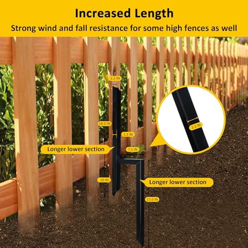 Fence Post Repair, 40 Inch Heavy Duty Steel Fence Post Repair Stakes for Wooden Fence Post, 2 Pack Fence Repair Stakes, H-Shape Fence Repair Stakes