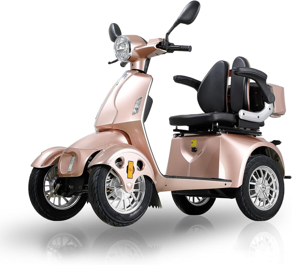 800W Heavy Duty 4 Wheel Mobility Scooters for Seniors & Adults 500lbs Capacity, Powered Mobility Scooters with 3-Speed Control & USB Charger Port, Under Seat Storage, Rose