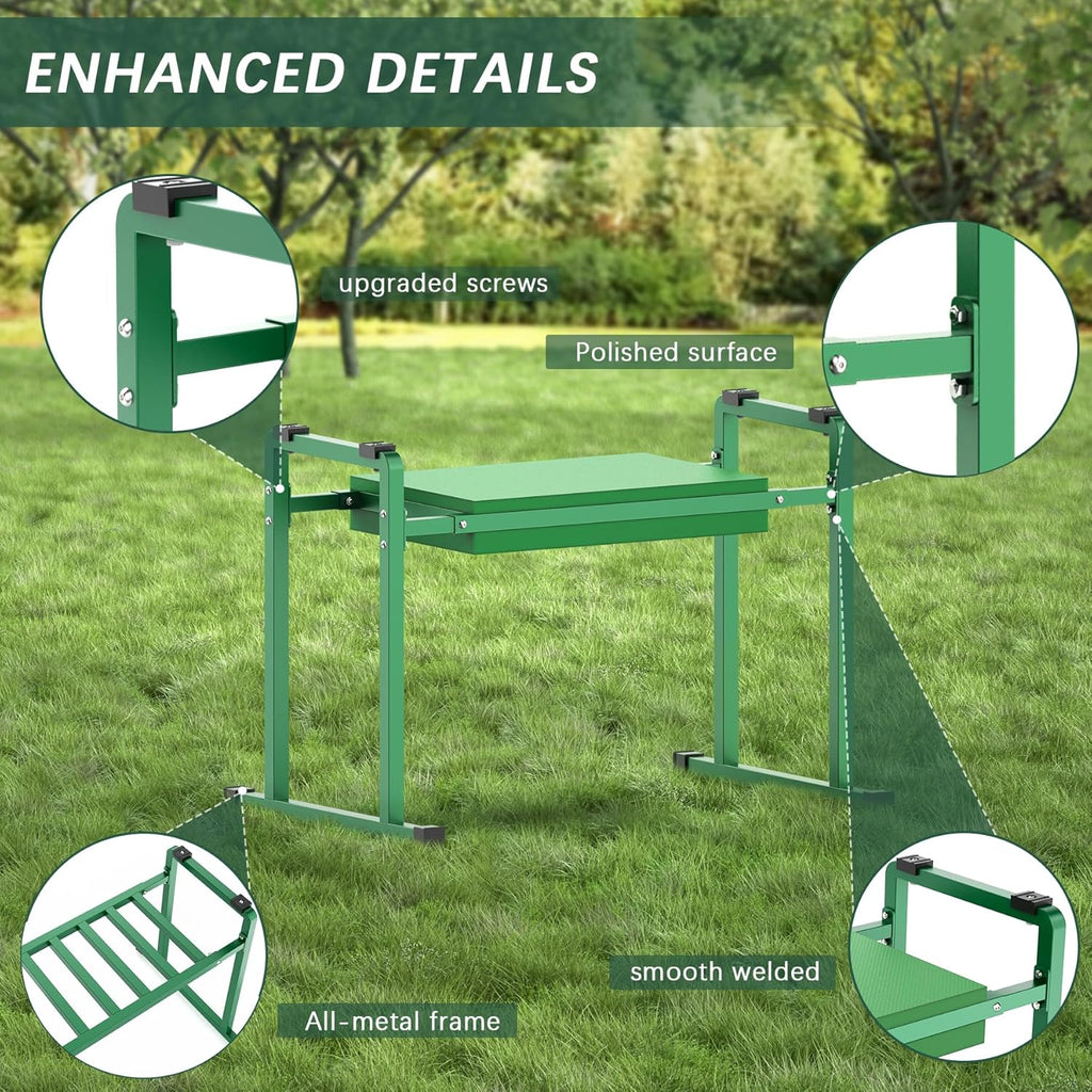 10.2" Wider Garden Kneeler and Seat, Stable and Save Anti-Tipping Garden Kneelers Seat with Handle, Heavy Duty Gardening Stool for Seniors, Gardening Weeding Bench Great for Gardeners Parents