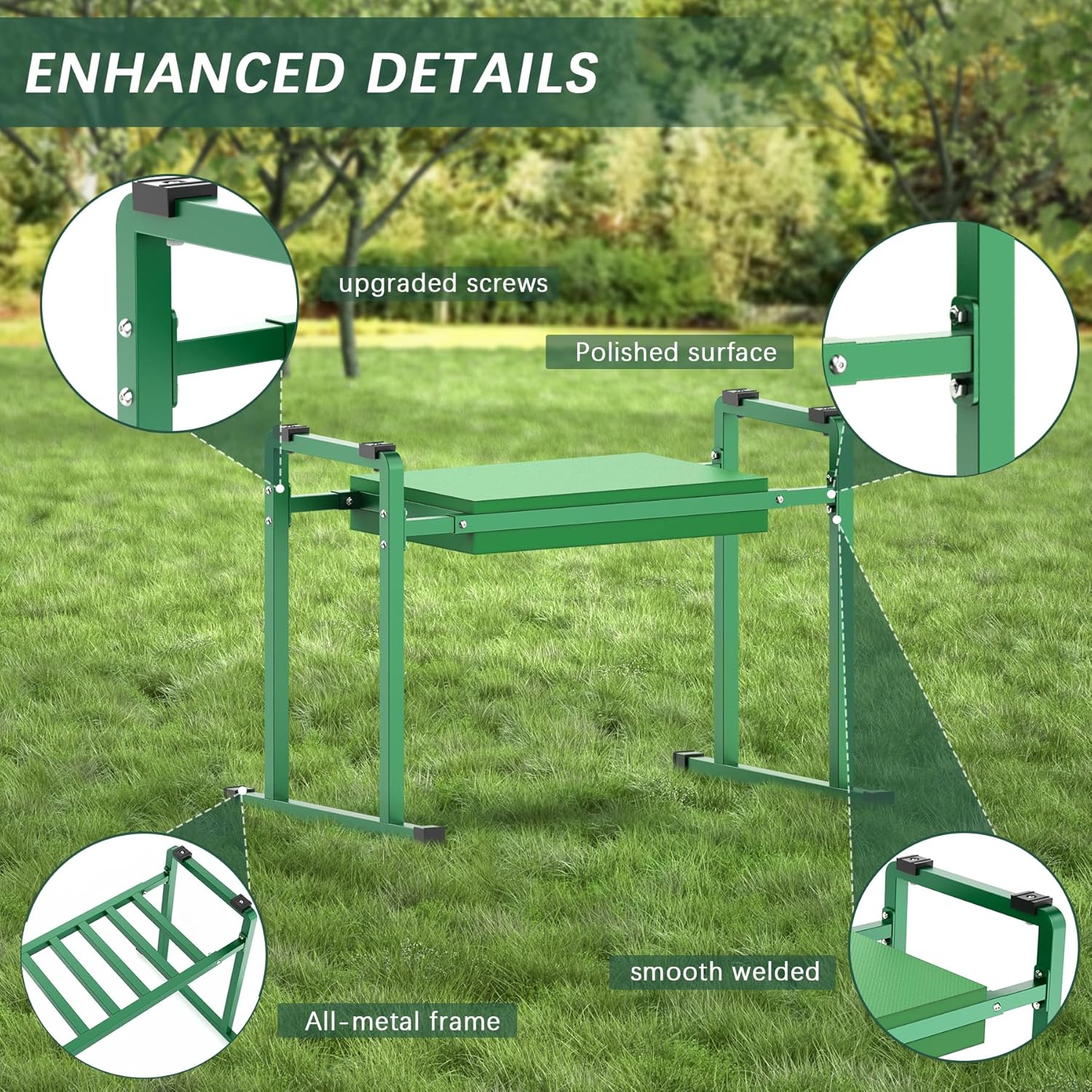 10.2" Wider Garden Kneeler and Seat, Stable and Save Anti-Tipping Garden Kneelers Seat with Handle, Heavy Duty Gardening Stool for Seniors, Gardening Weeding Bench Great for Gardeners Parents