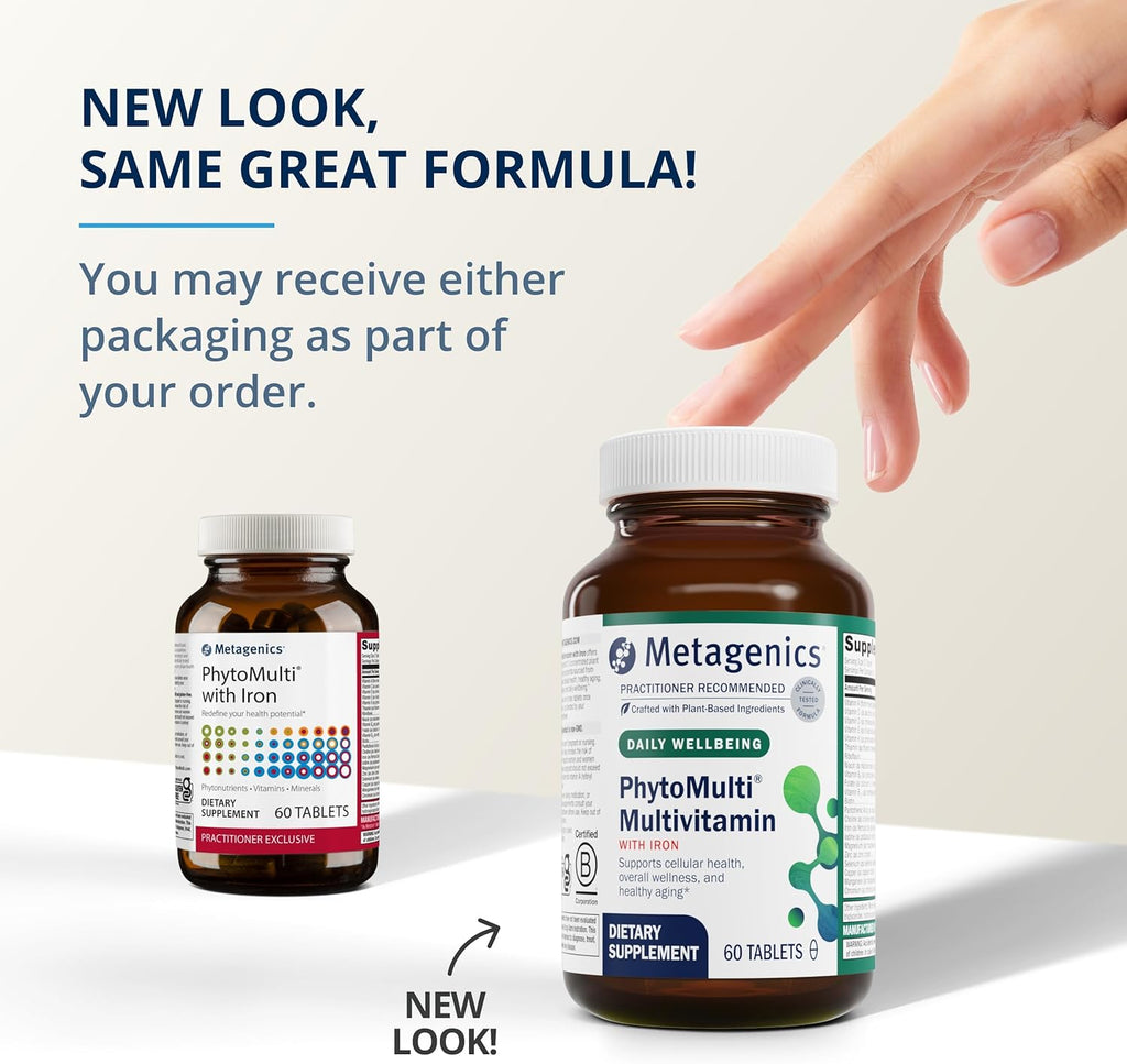 Metagenics PhytoMulti Multivitamin with Iron - Daily Multivitamins with Phytonutrients - Multivitamin for Men & Women - PhytoMulti Vitamin Supplement - with Iron, Zinc & B6 Vitamins - 60 Tablets
