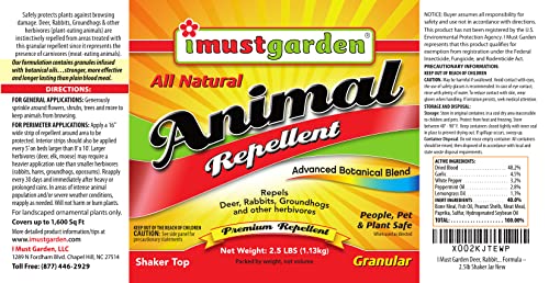I Must Garden Deer, Rabbit and Groundhog Repellent: All-Weather Granular Formula – 5 lb. Shaker Jar