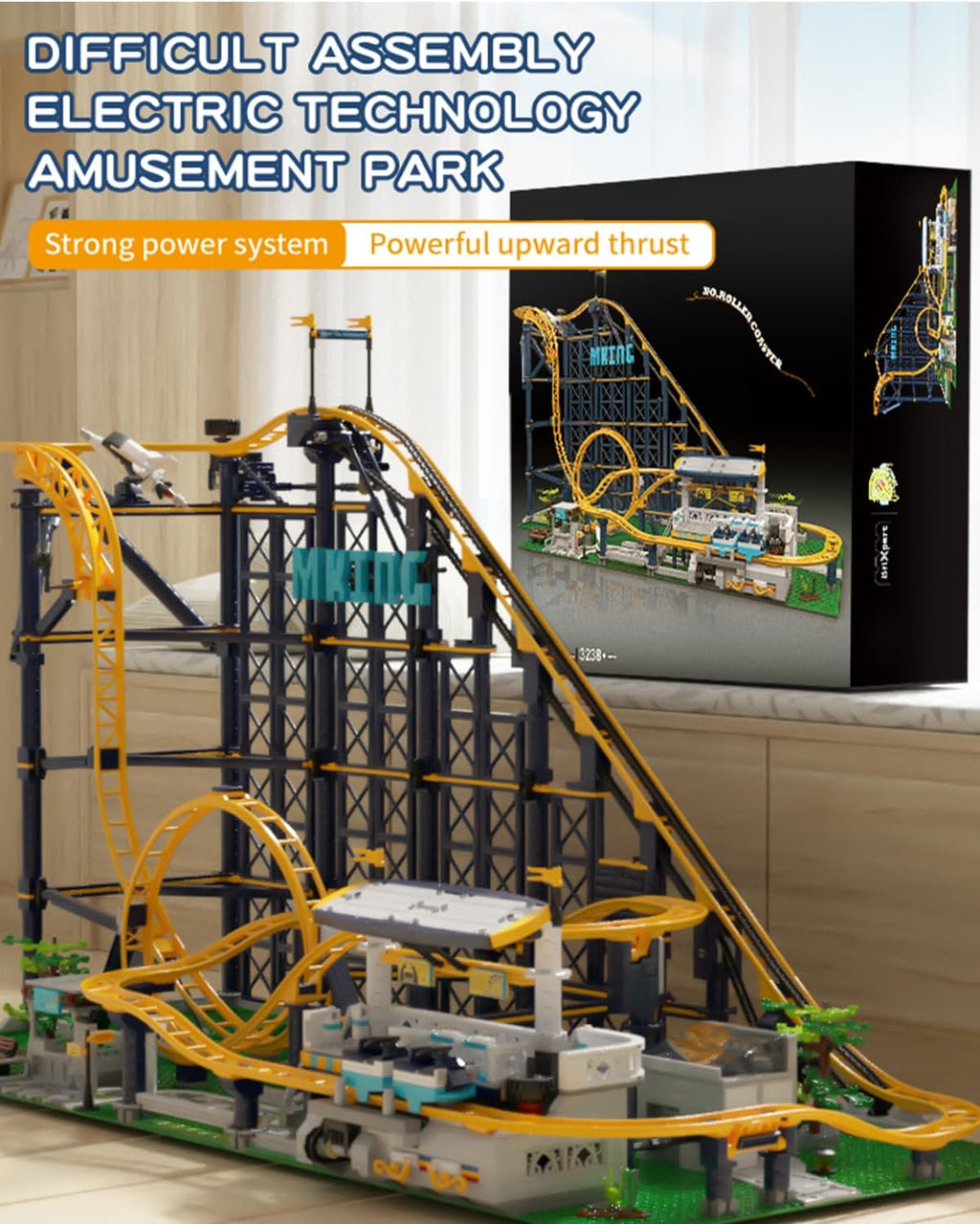 Roller Coaster Building Blocks Sets - 3238+ Pieces Electrical Amusement Park Construction Loop Coaster Track Passenger Train Blocks Toys Model with Motors - Ideal Gift for Adult