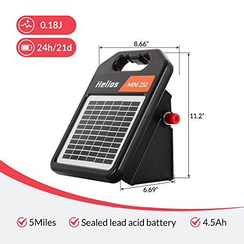 10 Miles Solar Electric Fence Charger with Day or Night Mode, 0.11 Joule Portable Solar Fence Charger for Livestock, Preventing Predators from Intruding