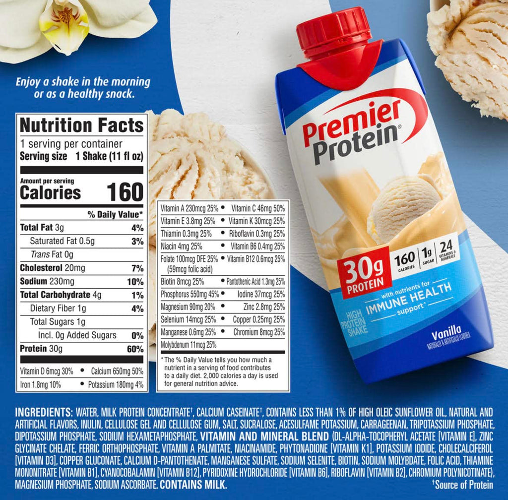 Premier Protein High Protein Shake, Strawberry Cream, Chocolate, and Vanilla Variety (11 Fl oz. 12pk) World Group Packing Solutions, Total:132.0 Fl Oz
