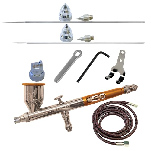 Paasche Airbrush Double Action Gravity Feed Includes 3 Head Sizes (.25mm.38mm, and .66mm), This All-Inclusive Airbrush Kit is for Artists, Hobbyists, and Professionals, None
