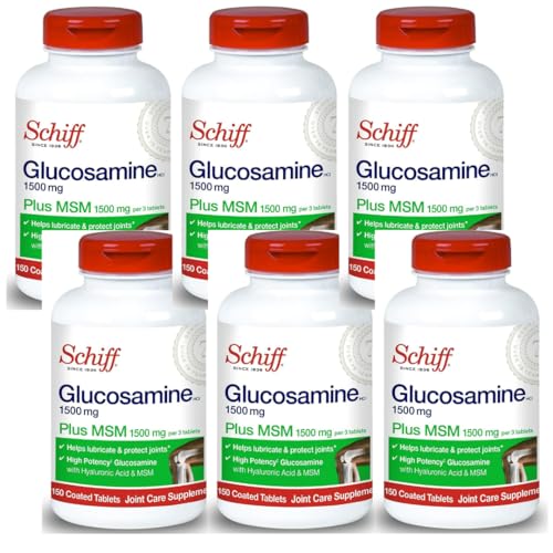 Schiff Glucosamine 1500mg Plus MSM and Hyaluronic Acid, 150 Tablets - Joint Supplement (Pack of 2)