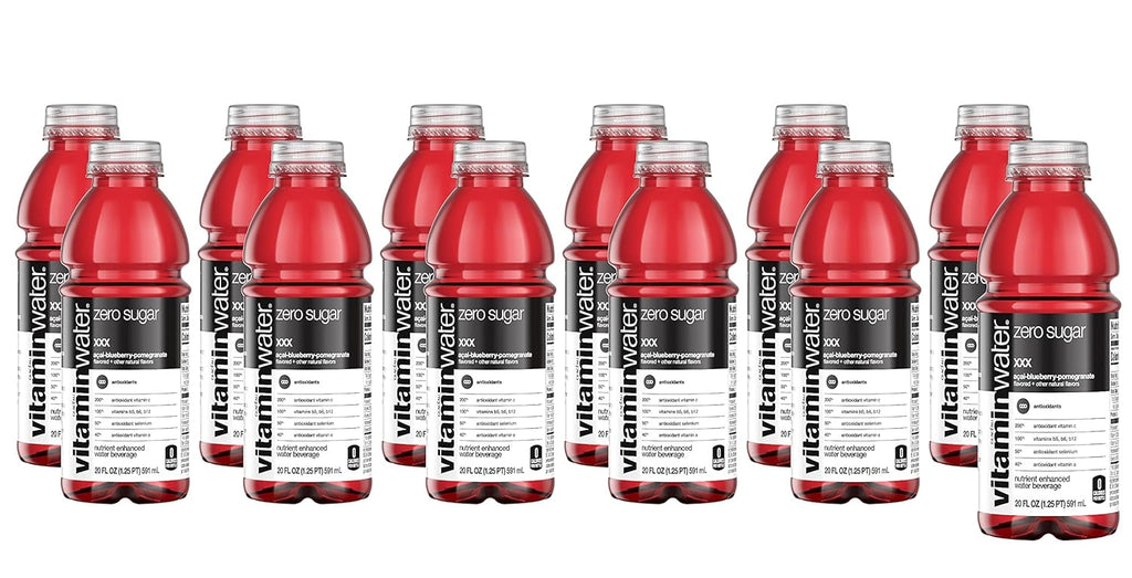 Vitamin Water ZERO Sugar - XXX Acai-Blueberry-Pomegranate | 20 Fl Oz Bottles, Nutrient Enhanced Flavored Water w/ Vitamins, Antioxidants, Electrolytes | Pack of 12