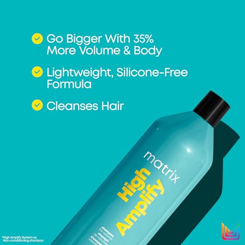 Matrix High Amplify Volumizing Shampoo | Instant Lift & Lasting Volume | Silicone-Free | Boost Structure in Fine, Limp Hair | Salon Professional Shampoo | Packaging May Vary