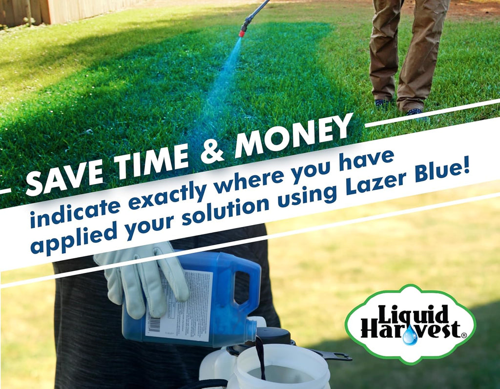 Liquid Harvest Lazer Blue - 32 Ounces - Concentrated Spray Pattern Indicator - Perfect Weed/ Fertilizer Marking Dye, Turf Mark and Blue Herbicide Marker