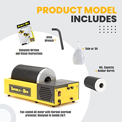 Rock Tumbler - Rotary Rock Tumbler for Polishing Stones, Rocks, Glass and Metals - Polishing Tool for Adults & Kids, Model TB-22, 2X2LB Barrel