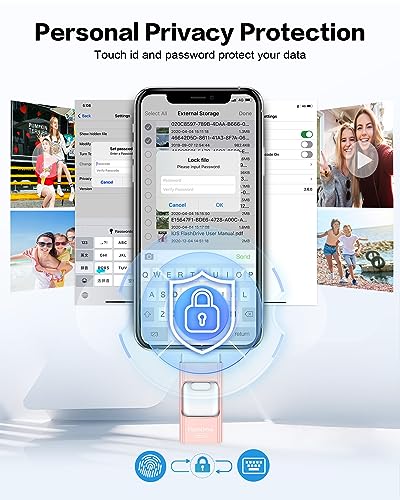 256GB Flash Drive for iPhone Photo Stick,Thumb Drive USB Stick High Speed Transfer USB Drives External Picture Video Storage Memory Expansion for iPhone/iPad/PC (Blue)
