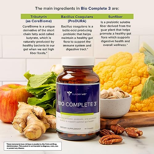 Gundry MD® Bio Complete 3 - Prebiotic, Probiotic, Postbiotic to Support Optimal Gut Health, 30 Day Supply (New Formula)