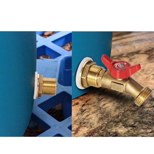 WADEO Brass Rain Barrel Spigot, Rain Barrel Quarter Turn Ball Valve Spigot with Bulkhead Fitting