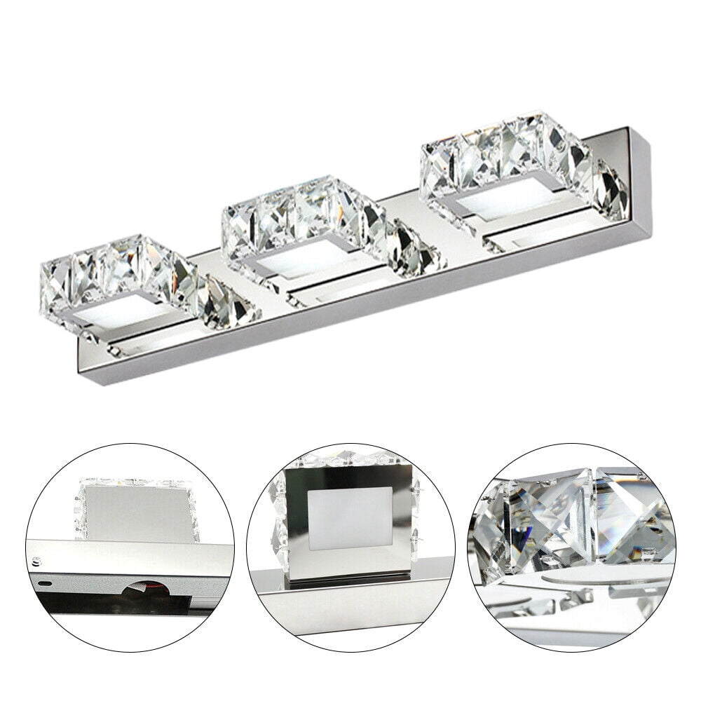 9W Modern Silver Crystal Makeup Mirror Wall-Lamp LED Make-up Vanity Light for Toilet Bathroom Bedrooms