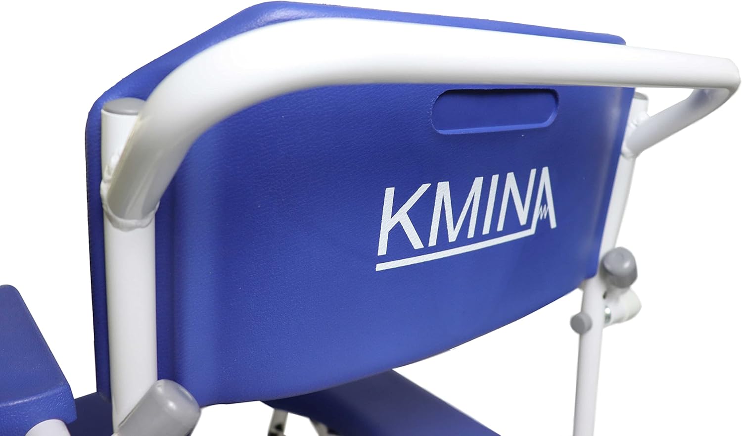 KMINA PRO - Shower Wheelchair for Inside Shower, Adjustable Shower Chair with Wheels for Disabled Adult, Self Propelled Shower Commode Wheelchairs, Rolling Shower Chair Blue