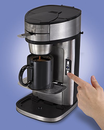 Hamilton Beach The Scoop Single Serve Coffee Maker & Fast Grounds Brewer, Brews in Minutes, 8-14oz. Cups, Stainless Steel