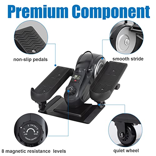 Davcreator Under Desk Bike Pedal Exerciser, Foot Peddler Exerciser with Magnetic Adjustable Resistance, Sitting Mini Exercise Bike for Home Workout, Office