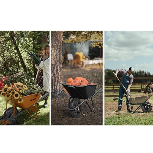 Wheelbarrow Tires 4.80/4.00-8 Flat Free-16"Universal Solid Wheels with 5/8" & 3/4" Bearings for Wheelbarrows/Hand Truck/Garden Trailers/Cart, Non-Slip Wheel Barrow Wheels and Tires Kit (2 Pack)