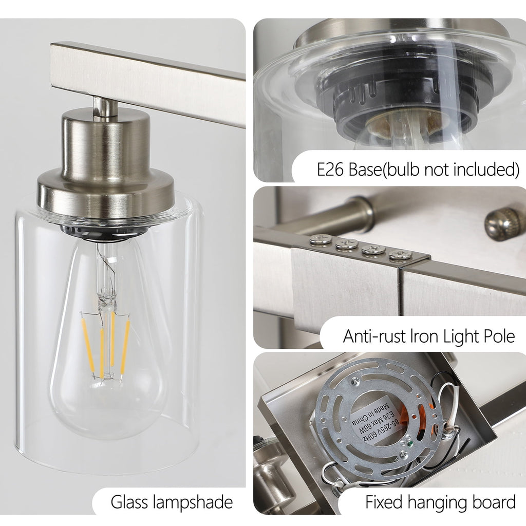 LuxDecor 6-Light Bathroom Vanity Light with Crystal Shades, Chrome Finish LED Wall Light (Bulbs Excluded)