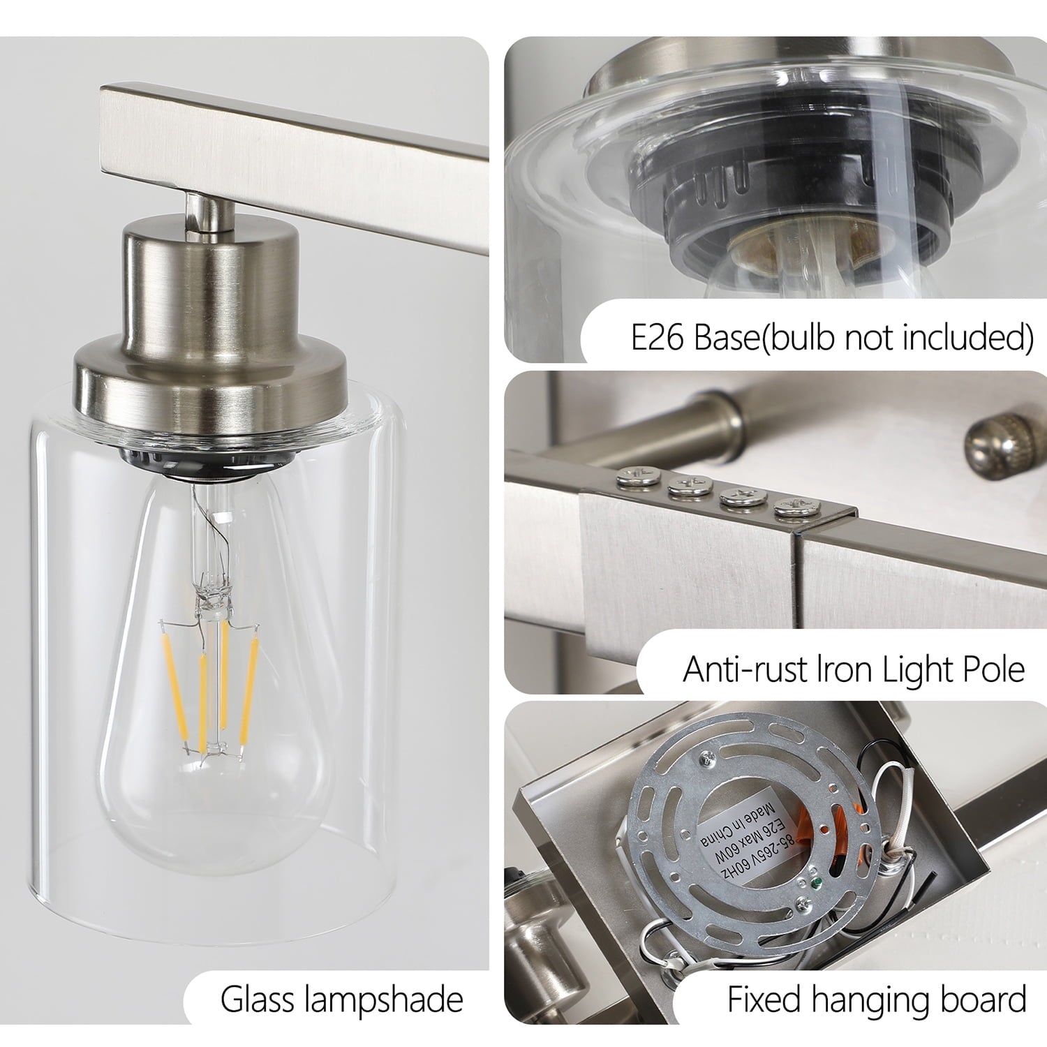 LuxDecor 6-Light Bathroom Vanity Light with Crystal Shades, Chrome Finish LED Wall Light (Bulbs Excluded)
