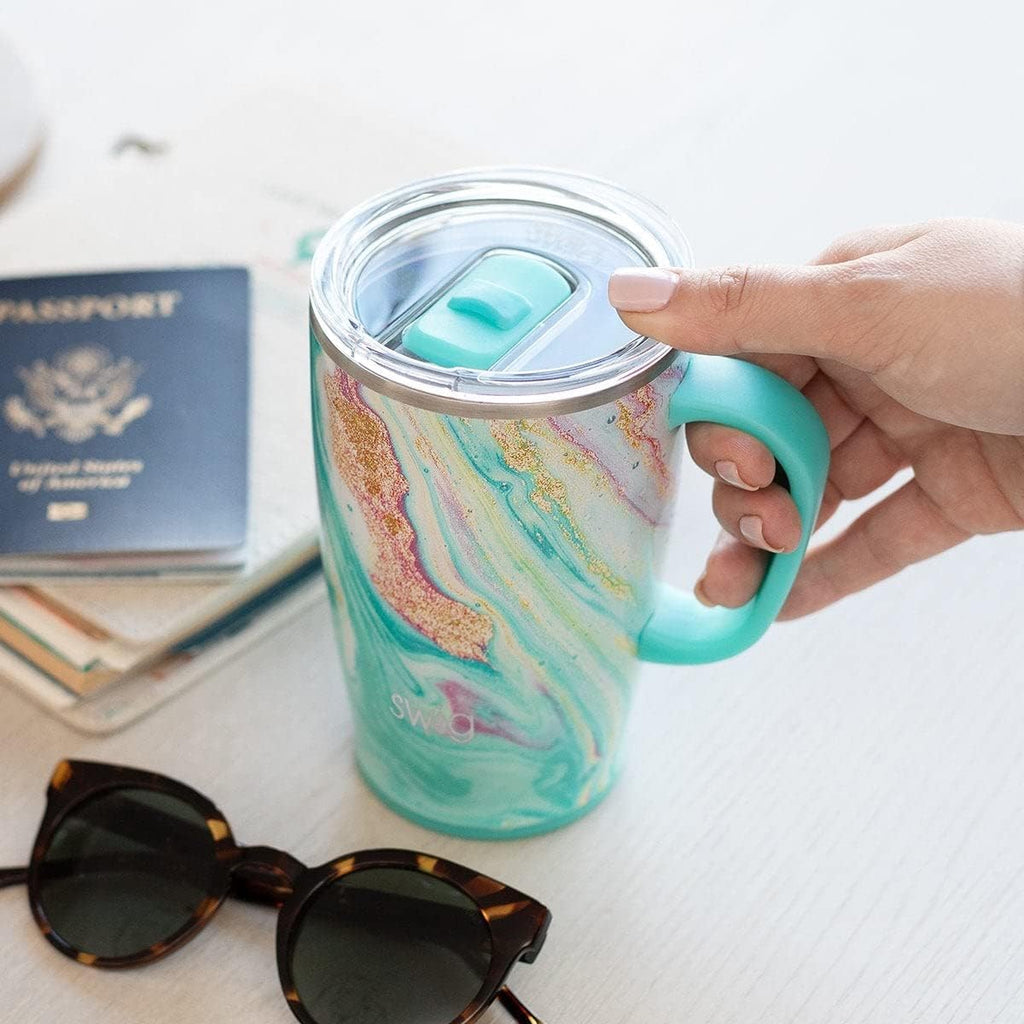 Swig Life 18oz Travel Mug | Insulated Tumbler with Handle and Lid, Cup Holder Friendly, Dishwasher Safe, Stainless Steel, Travel Coffee Cup, Insulated Coffee Mug with Lid and Handle (Razzleberry)
