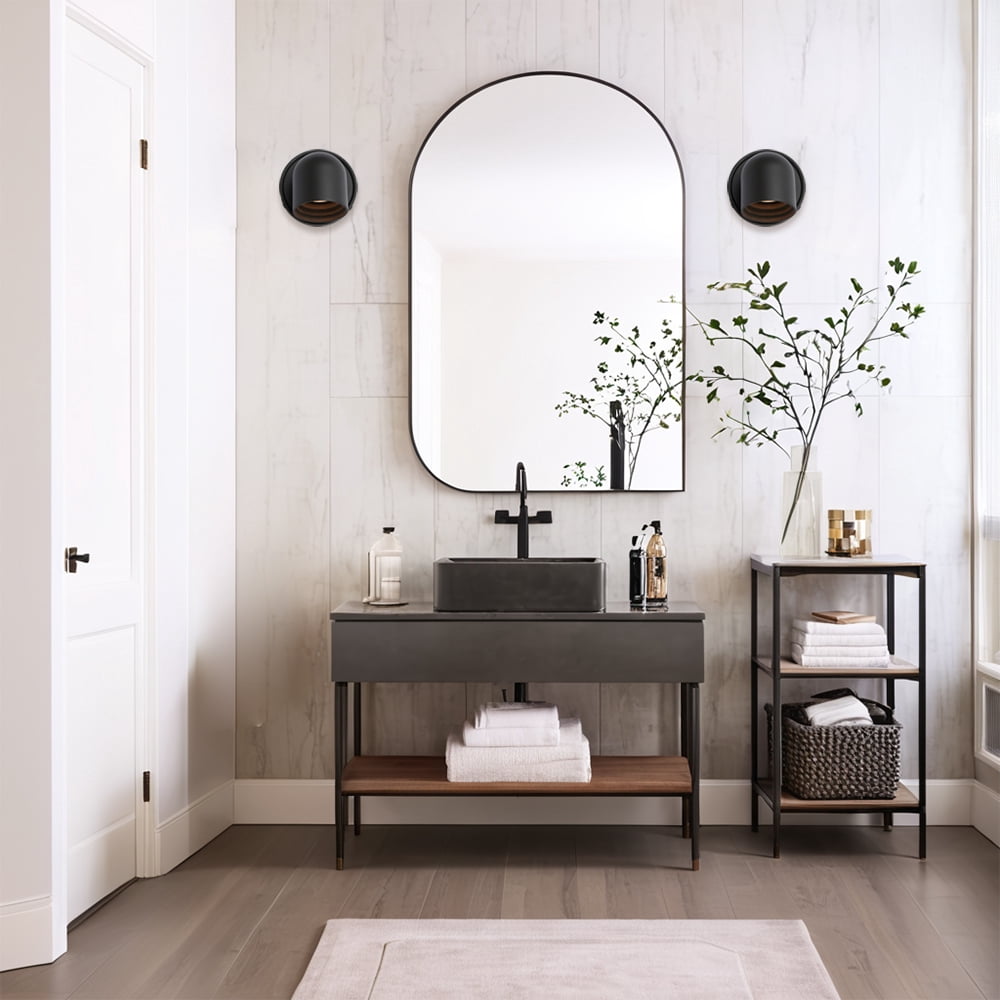 Industrial Small Dome Black LED Wall-Mounted Sconce, Unique Elegant Wall Light, Hand-polished Wall Lamp, Indoor Sconce for Bedroom, Living Room, Entryway, Hallway