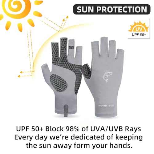 Unisex UV Protective Fingerless Gloves UPF 50+ Sun Glove for Outdoor Fishing Cycling Hiking Driving Kayaking