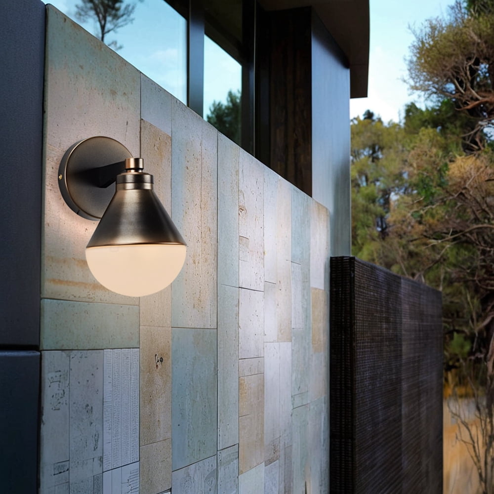 Modern Bronze Vanity Light, Wall-Mounted Sconce with Semi Globe Glass Shade, Hand-polished Wall light, Single indoor Sconce Beside Mirror, for Bathroom, Bedroom, Living Room, Entryway, Hallway