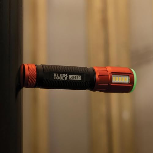 Klein Tools 56412 Rechargeable LED Flashlight with Worklight, 500 Lumens, USB Charging Cable, Pocket Clip, Battery Life Indicator, Magnetic