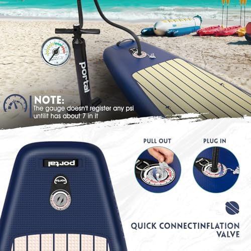 PORTAL SUP Inflatable Paddle Board for Adults 10'6'' Stand Up Paddleboard,Non-Slip Deck Blow up Paddle Boards with Adjustable Paddle, Carry Bag, and Repair Kit