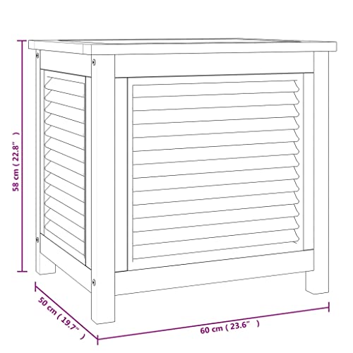 vidaXL Outdoor Patio Storage Box - Solid Teak Wood Construction - Louvre Design - Water-Resistant Lining - Easy Assembly, Indoor/Outdoor Use